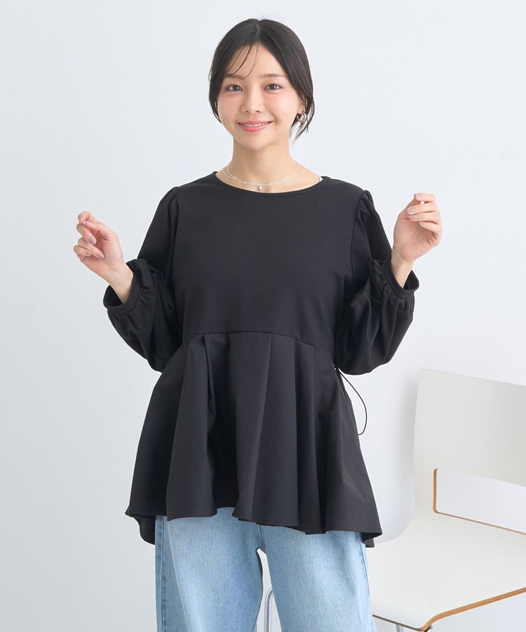 earth music&ecology「異素材ドッキングペプラムプルオーバー」|Tシャツ・カットソー|