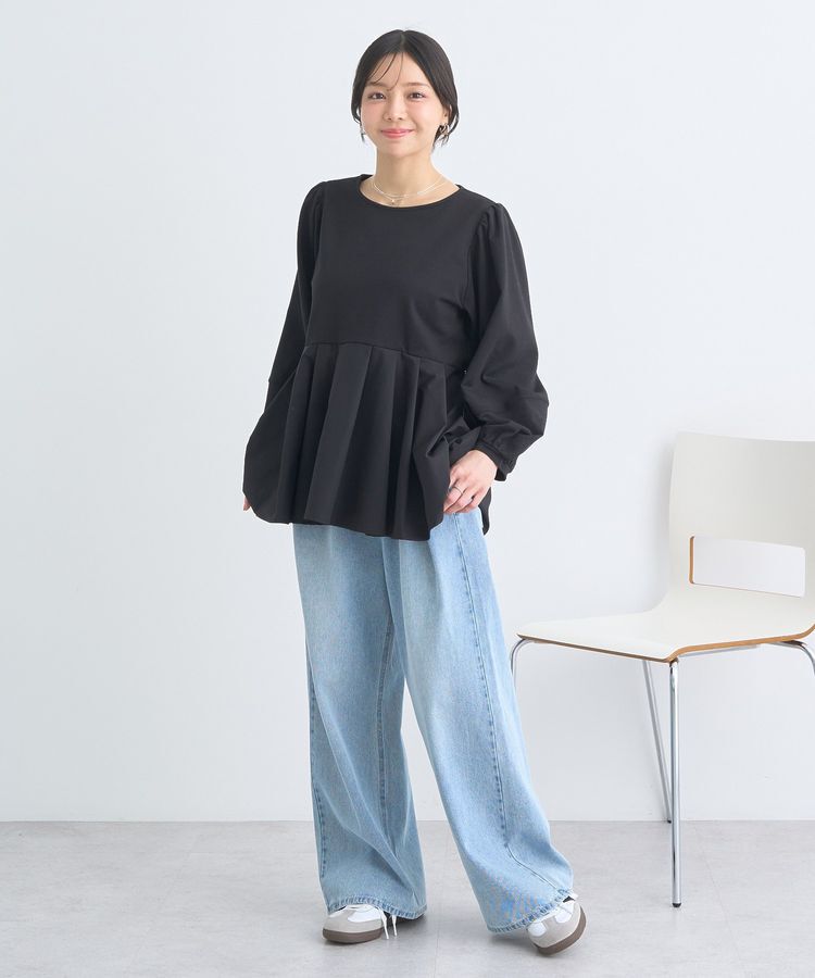 earth music&ecology「異素材ドッキングペプラムプルオーバー」|Tシャツ・カットソー|