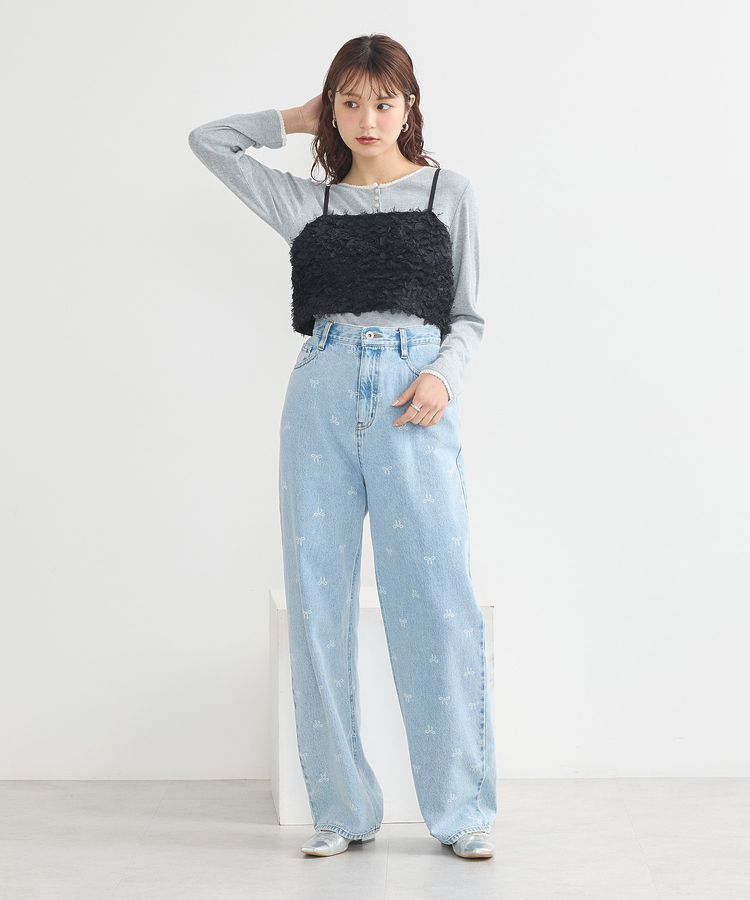 earth music&ecology「フリンジミックスチュールビスチェ」|ベスト・ジレ|