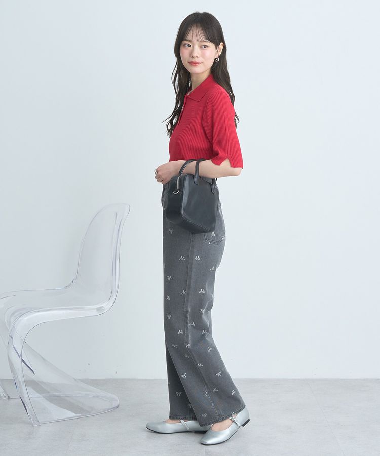 earth music&ecology「半袖ポロニットプルオーバー」|ニット・セーター|