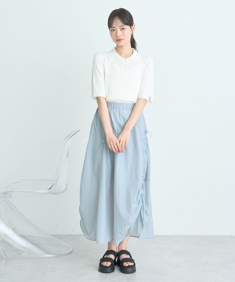 earth music&ecology「半袖ポロニットプルオーバー」|ニット・セーター|