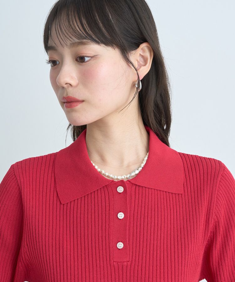 earth music&ecology「半袖ポロニットプルオーバー」|ニット・セーター|