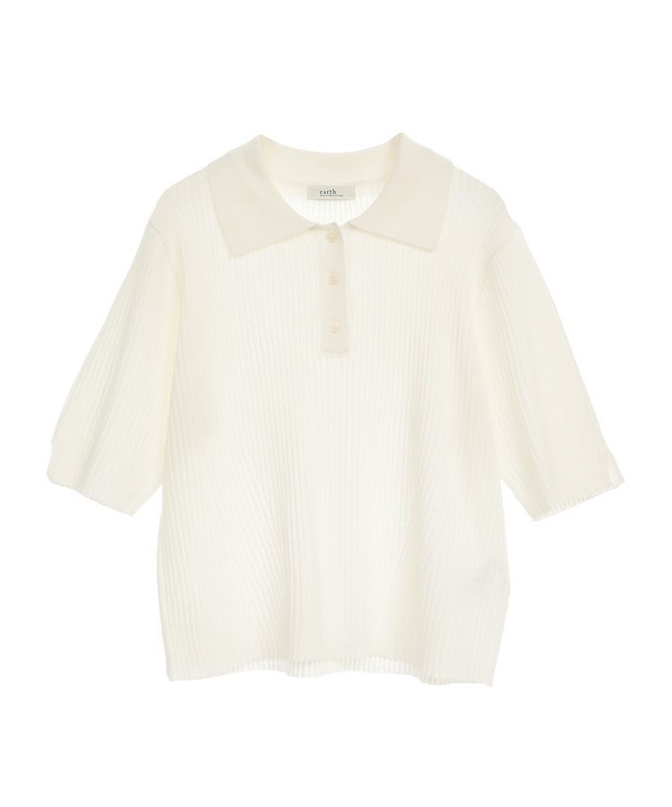 earth music&ecology「半袖ポロニットプルオーバー」|ニット・セーター|