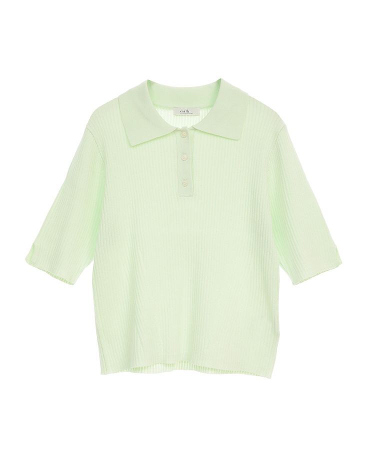 earth music&ecology「半袖ポロニットプルオーバー」|ニット・セーター|