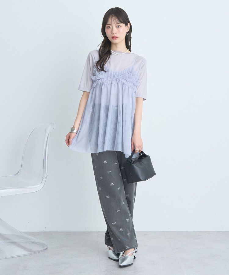 earth music&ecology「SET2点チュールビスチェ＋シアープルオーバー」|Tシャツ・カットソー|