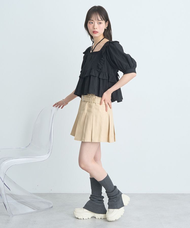earth music&ecology「パフスリーブコットンフリルブラウス」|シャツ・ブラウス|
