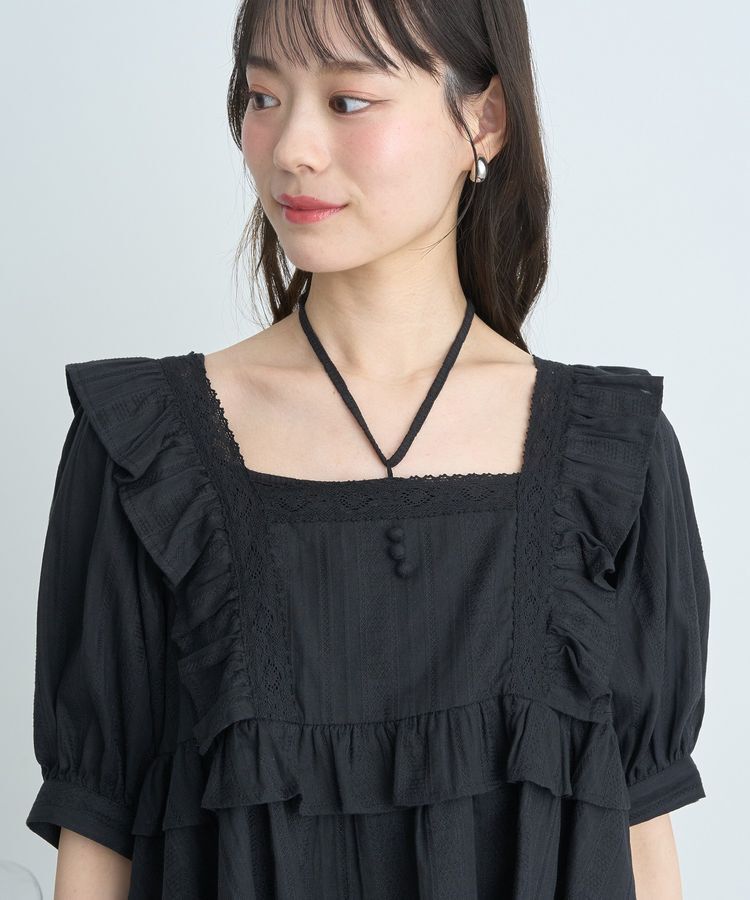 earth music&ecology「パフスリーブコットンフリルブラウス」|シャツ・ブラウス|