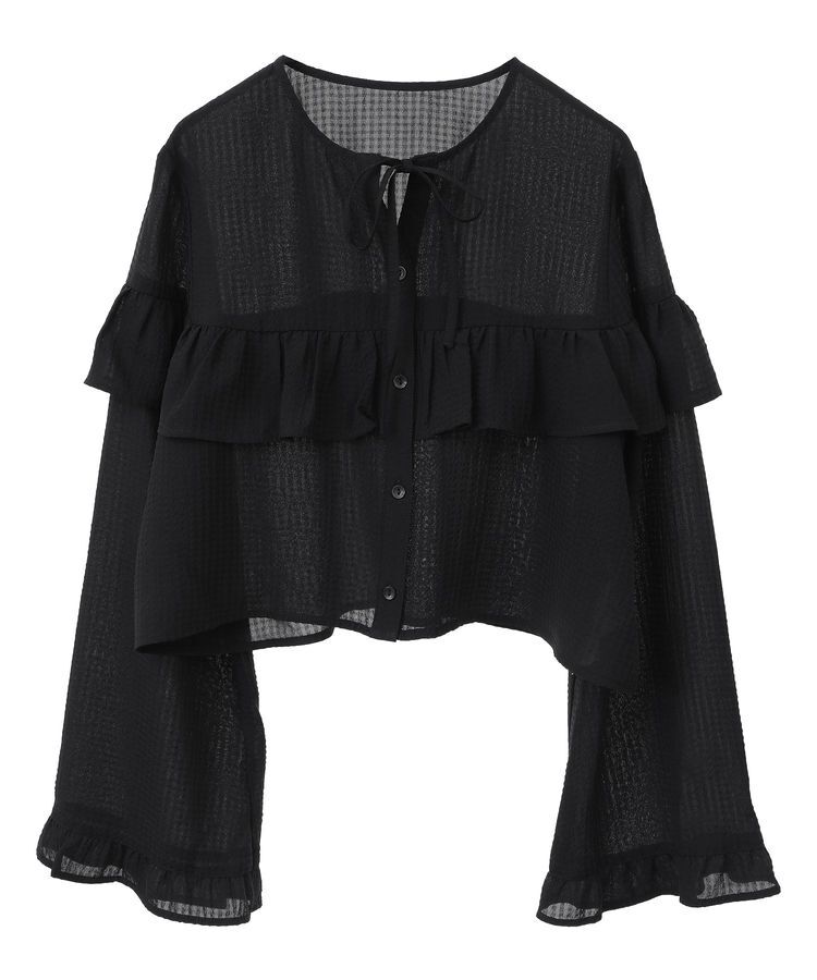 earth music&ecology「フリル切替えショートブラウス」|シャツ・ブラウス|