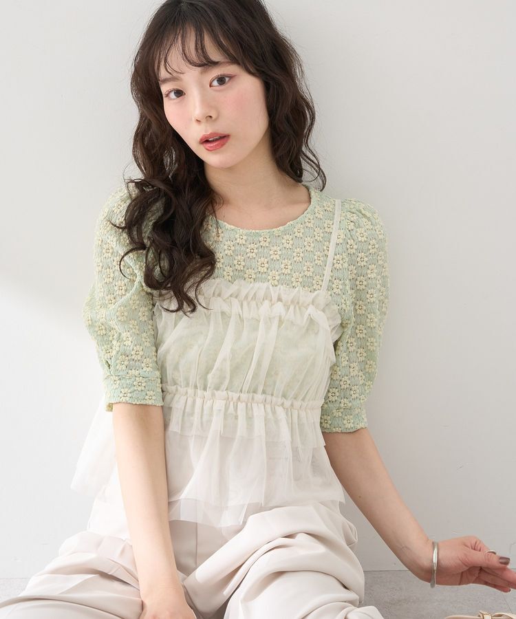 earth music&ecology「SET2点フラワープルオーバー＋チュールビスチェ」|Tシャツ・カットソー|Mint