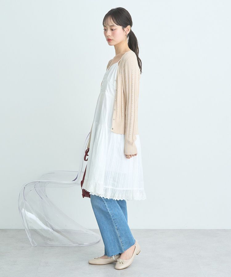 earth music&ecology「シルバーボタン透かし編みニットカーディガン」|カーディガン|