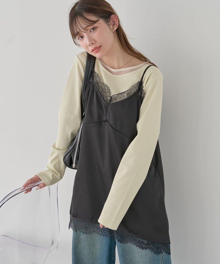 earth music&ecology「ランジェリーライクレースキャミ」|ワンピース|