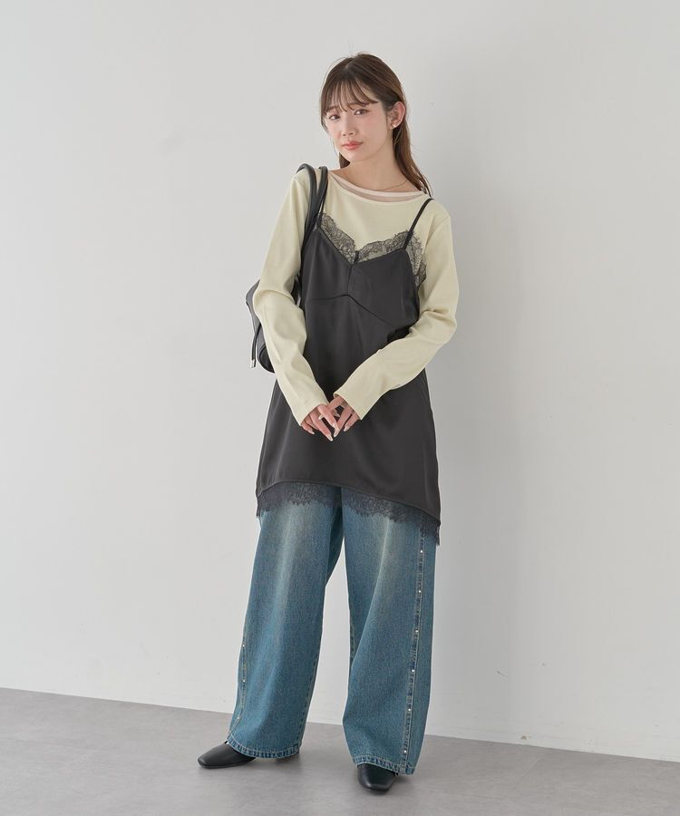 earth music&ecology「ランジェリーライクレースキャミ」|ワンピース|