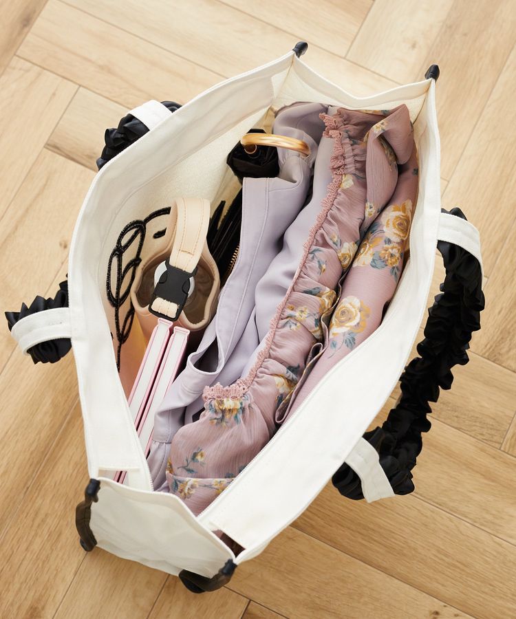 Maison de FLEUR「フリルハンドル帆布キャリーオンバッグ」|トートバッグ|