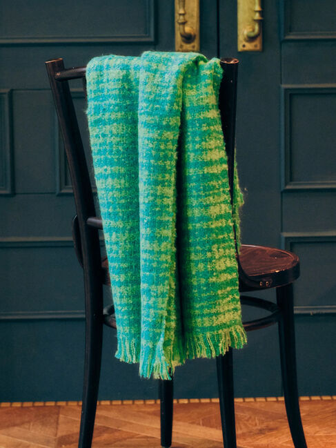  「ツイードフリンジストール」|ストール|グリーン