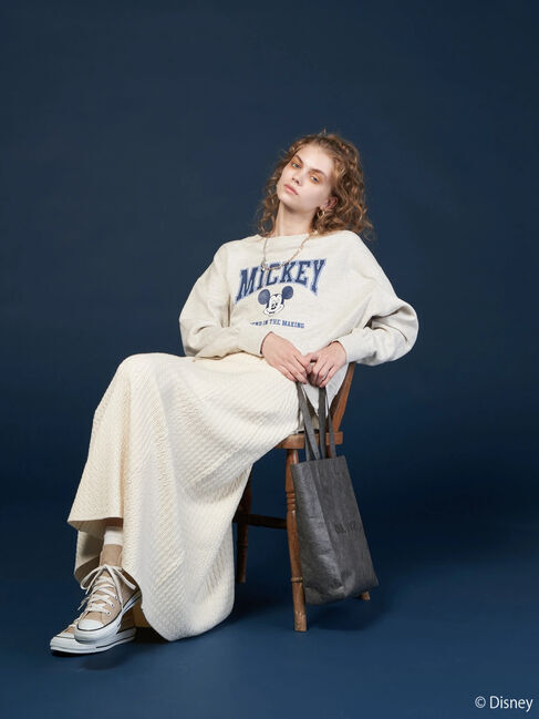  「カレッジロゴ風裏起毛プルオーバー/Mickey」|Tシャツ・カットソー|