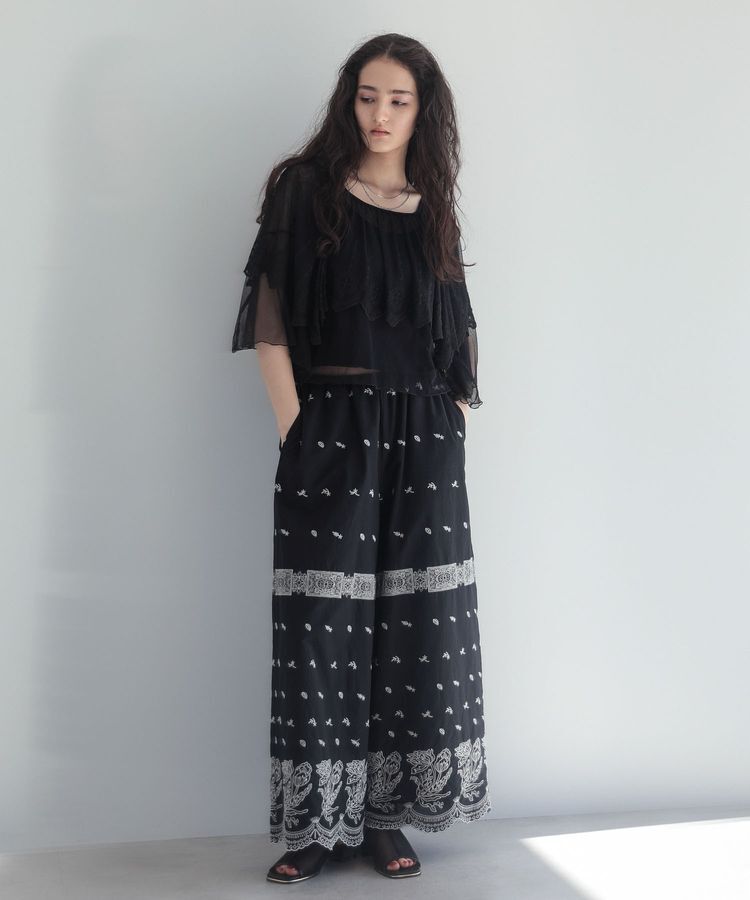 Green Parks「■ESCAR バイカラー刺繍ワイドイージーパンツ」|その他|