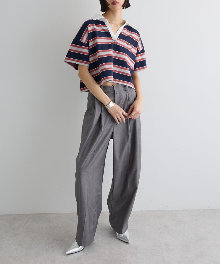 AnriettMusee「エムブレム刺繍ショートボーダーカットソー」|Tシャツ・カットソー|