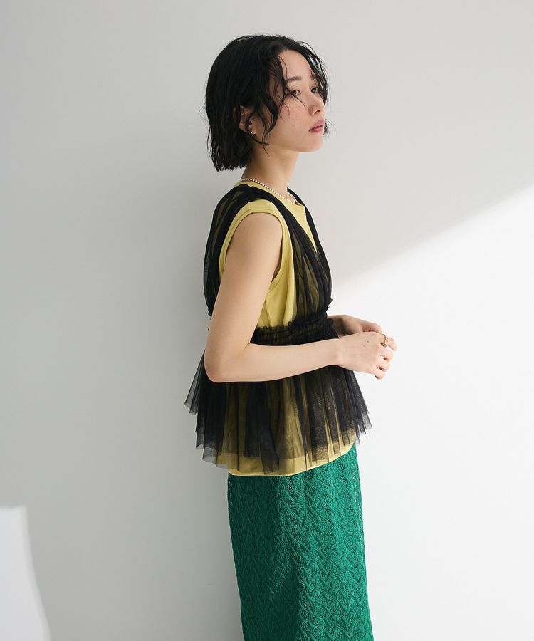 Green Parks「・ELENCARE DUE チュールシャーリングビスチェ」|ベスト・ジレ|