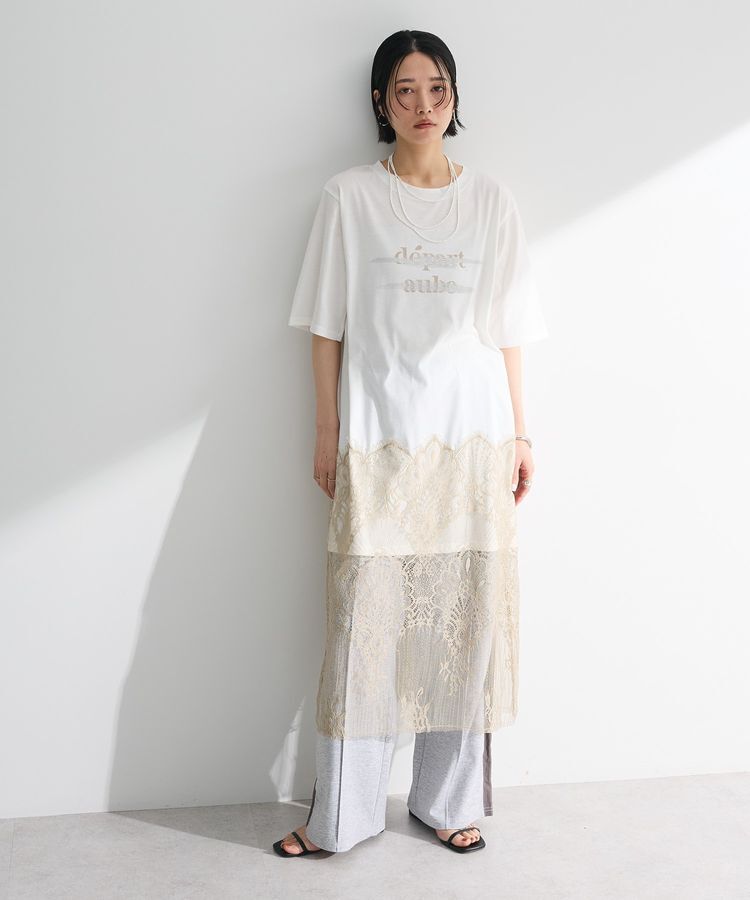 armonia「裾レースドッキングカットロゴチュニック」|ワンピース|Off White