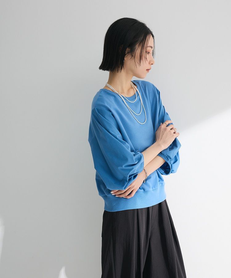 Green Parks「2WAY7分袖タック裾ZIPプルオーバー」|Tシャツ・カットソー|Blue