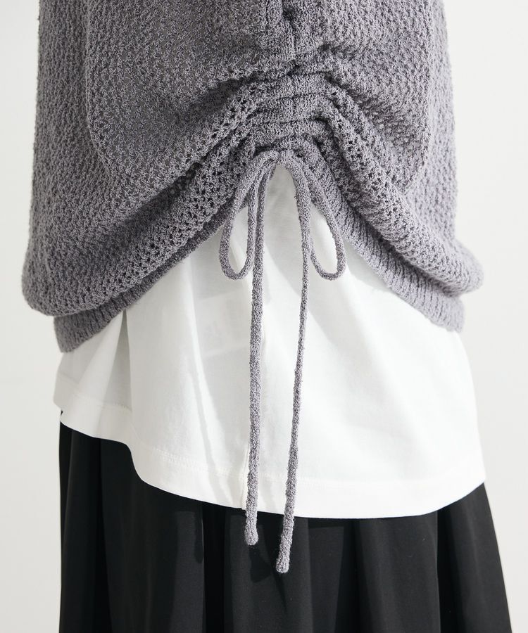 Green Parks「サイドシャーリング透かし編みニットプルオーバー」|ニット・セーター|