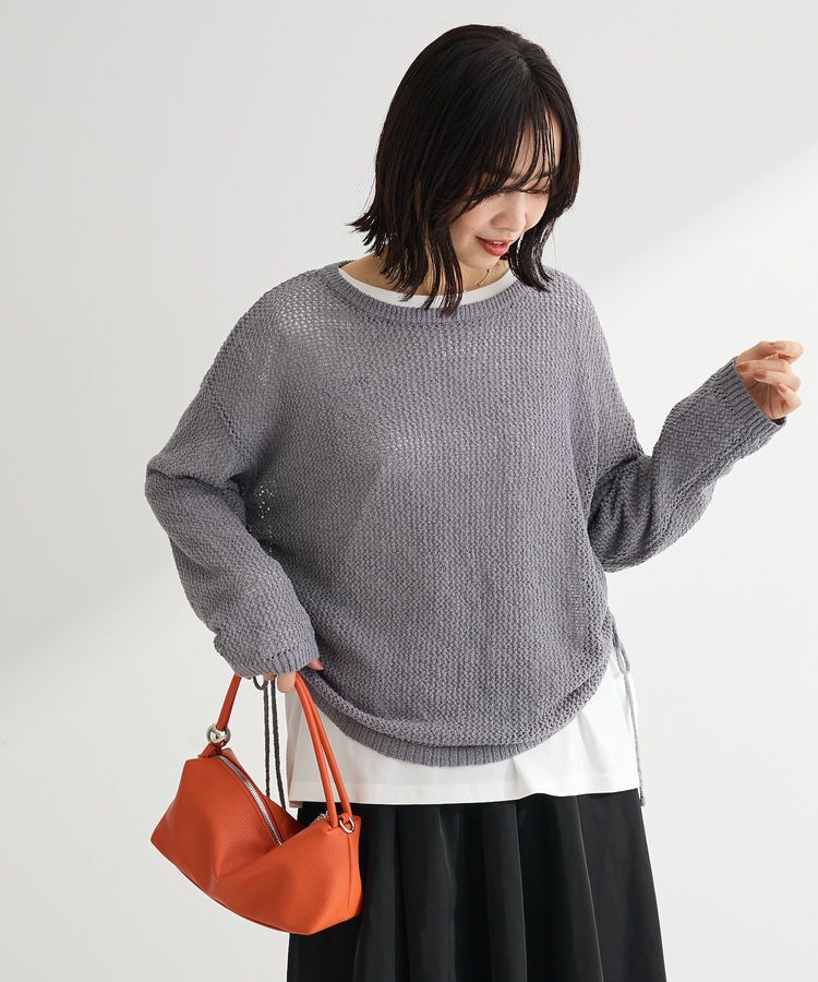 Green Parks「サイドシャーリング透かし編みニットプルオーバー」|ニット・セーター|