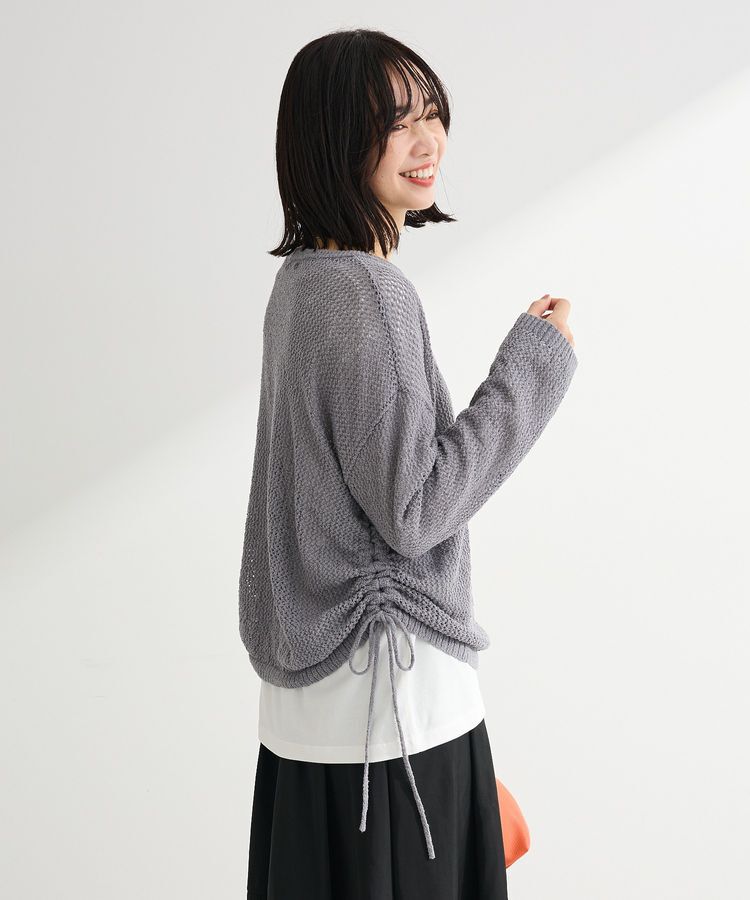 Green Parks「サイドシャーリング透かし編みニットプルオーバー」|ニット・セーター|