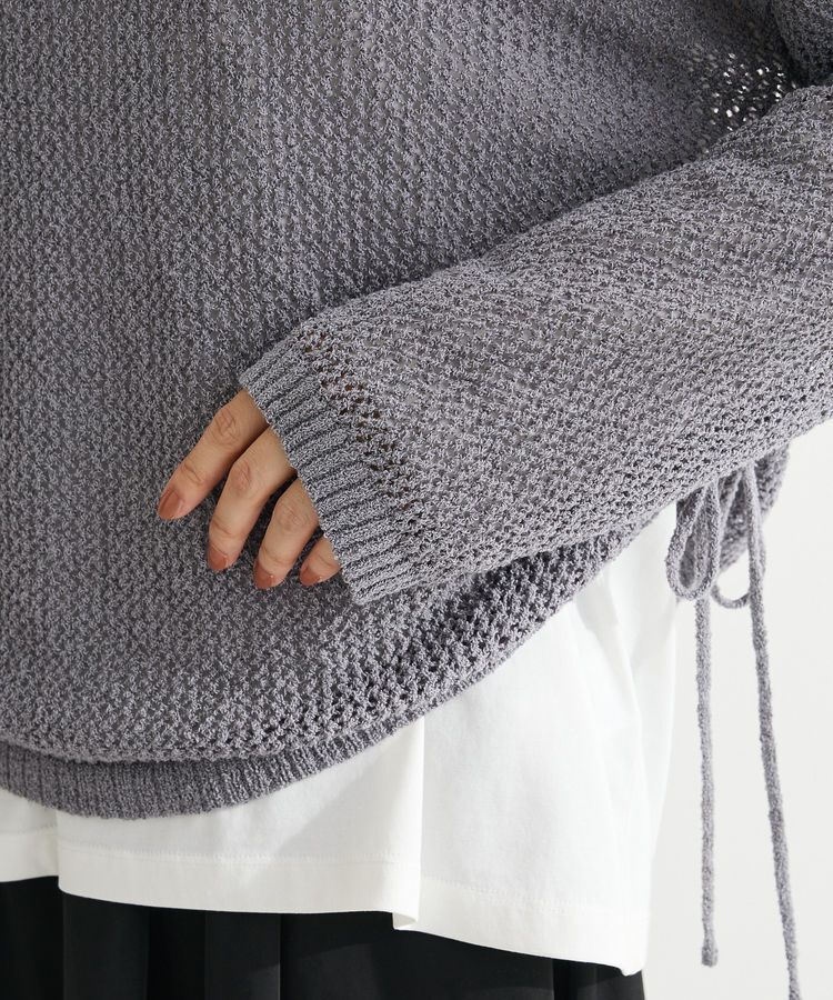 Green Parks「サイドシャーリング透かし編みニットプルオーバー」|ニット・セーター|