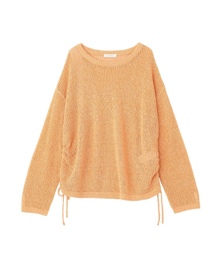 Green Parks「サイドシャーリング透かし編みニットプルオーバー」|ニット・セーター|Orange