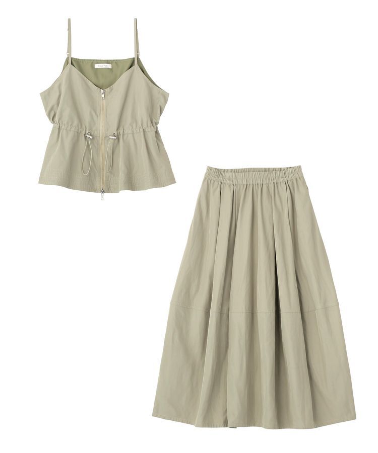 Green Parks「SET2点 キャミビスチェ＋スカート」|ワンピース|Khaki