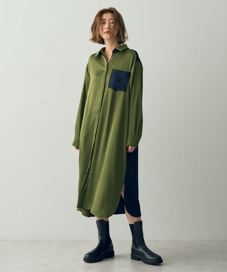 Editt by YECCA VECCA「ヴィンテージサテンシャツワンピース」|ワンピース|