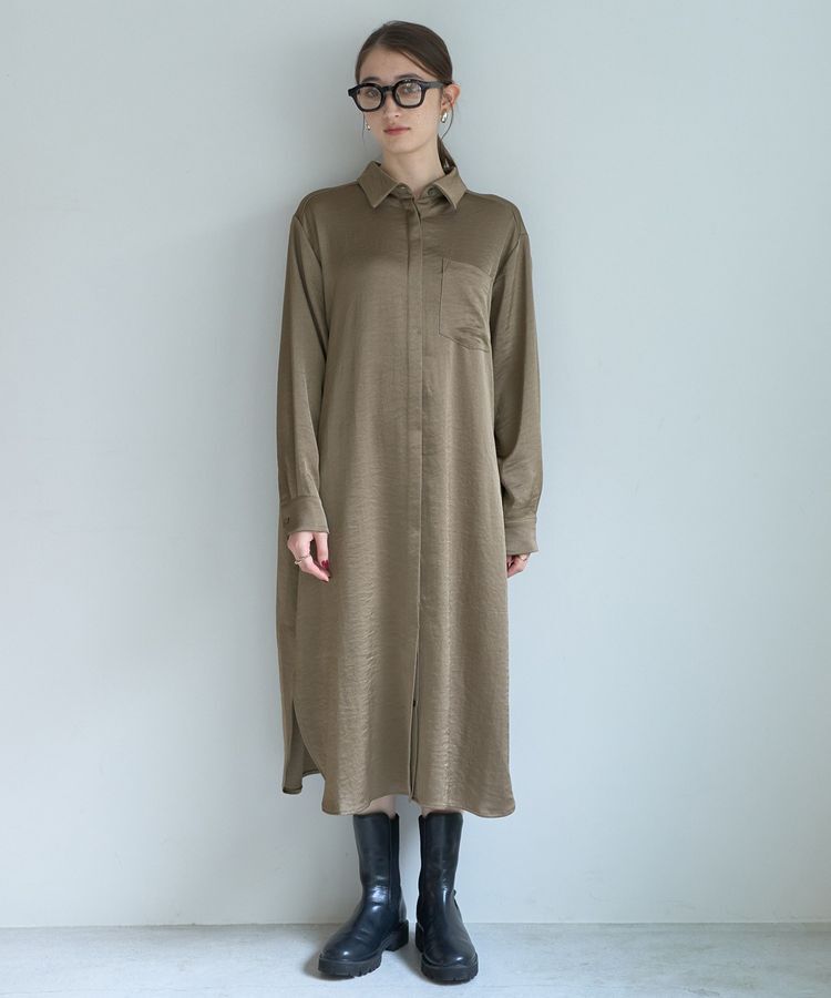 Editt by YECCA VECCA「ヴィンテージサテンシャツワンピース」|ワンピース|
