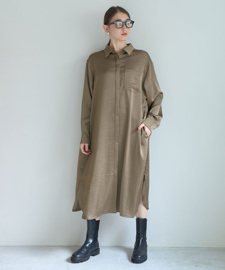 Editt by YECCA VECCA「ヴィンテージサテンシャツワンピース」|ワンピース|