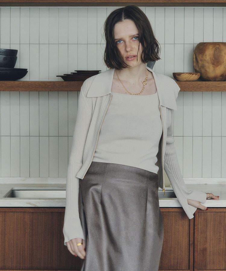 YECCA VECCA「【2点SET】キャミセット襟付きZIPカーディガン」|カーディガン|