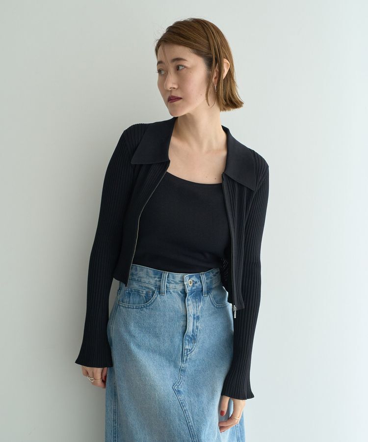 YECCA VECCA「【2点SET】キャミセット襟付きZIPカーディガン」|カーディガン|