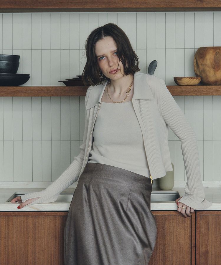 YECCA VECCA「【2点SET】キャミセット襟付きZIPカーディガン」|カーディガン|