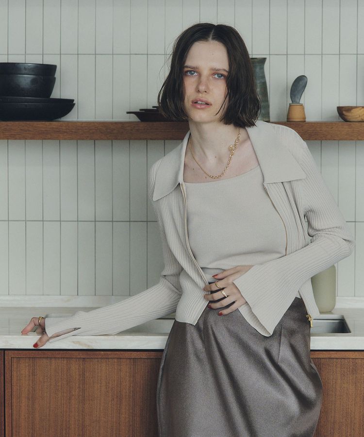 YECCA VECCA「【2点SET】キャミセット襟付きZIPカーディガン」|カーディガン|