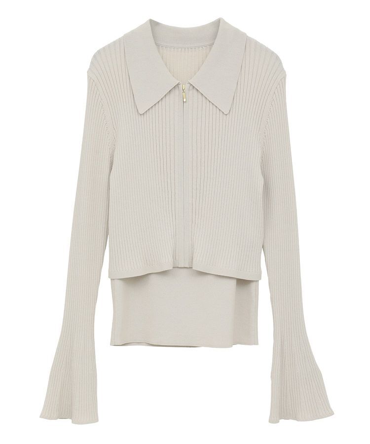 YECCA VECCA「【2点SET】キャミセット襟付きZIPカーディガン」|カーディガン|