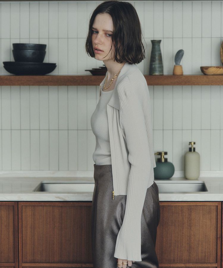 YECCA VECCA「【2点SET】キャミセット襟付きZIPカーディガン」|カーディガン|