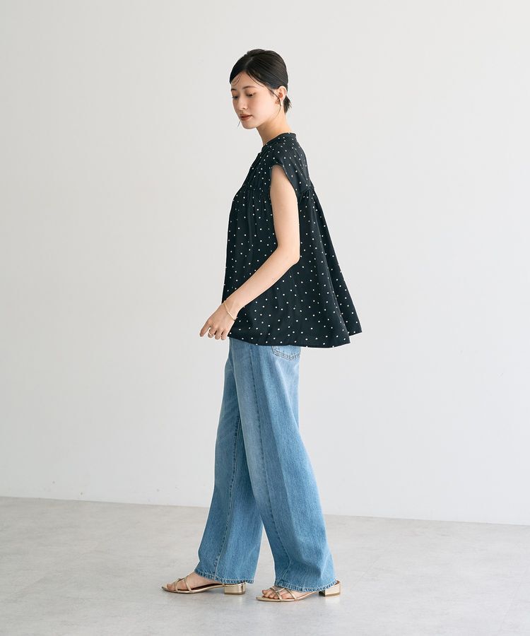 YECCA VECCA「ドット柄ギャザーブラウス」|シャツ・ブラウス|