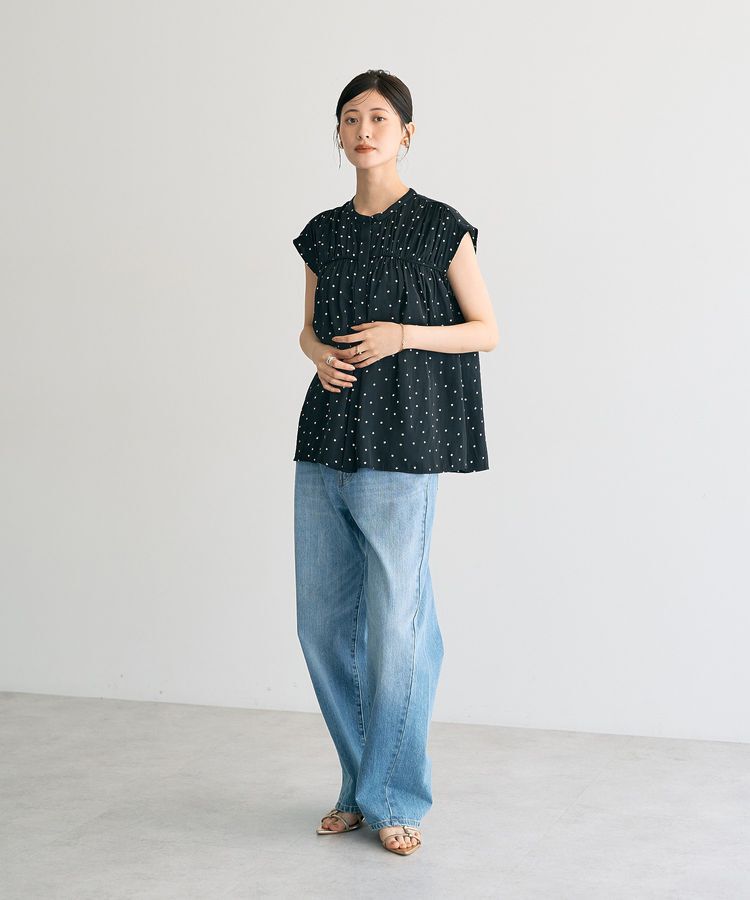 YECCA VECCA「ドット柄ギャザーブラウス」|シャツ・ブラウス|