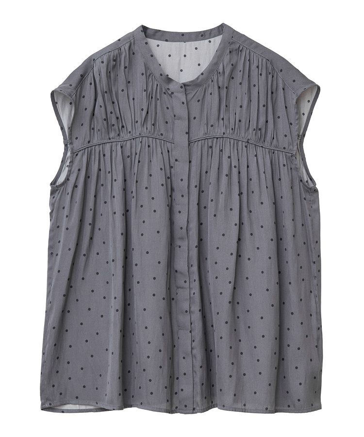 YECCA VECCA「ドット柄ギャザーブラウス」|シャツ・ブラウス|