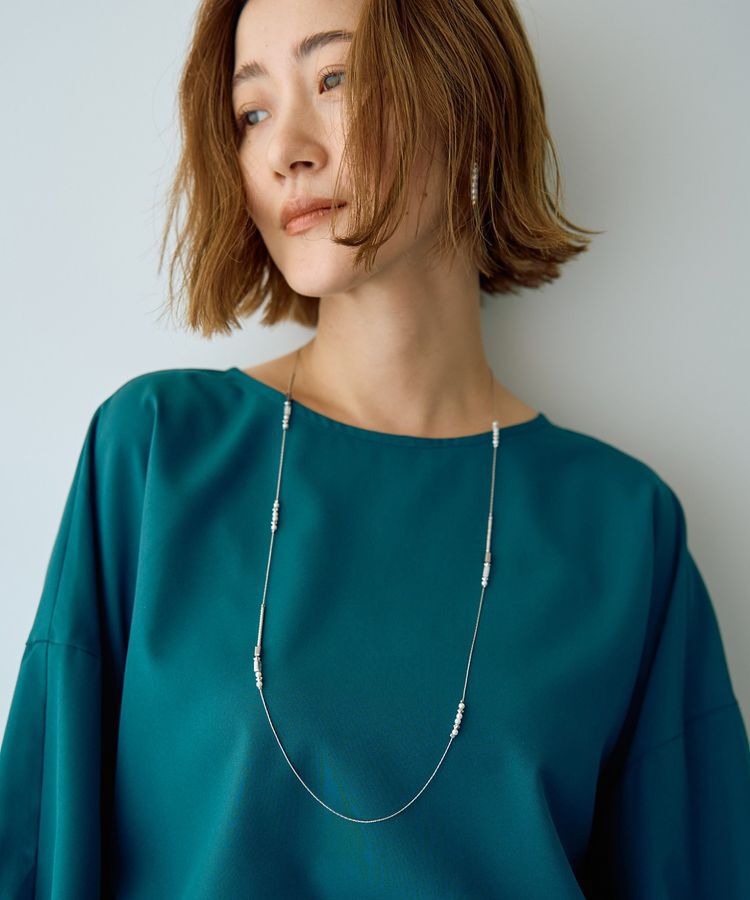 YECCA VECCA「ステーションガラスMIXロングネックレス」|ネックレス|