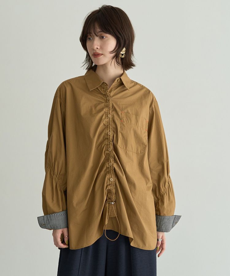 Editt by YECCA VECCA「ドロストデザインギャザーシャツ」|シャツ・ブラウス|Camel