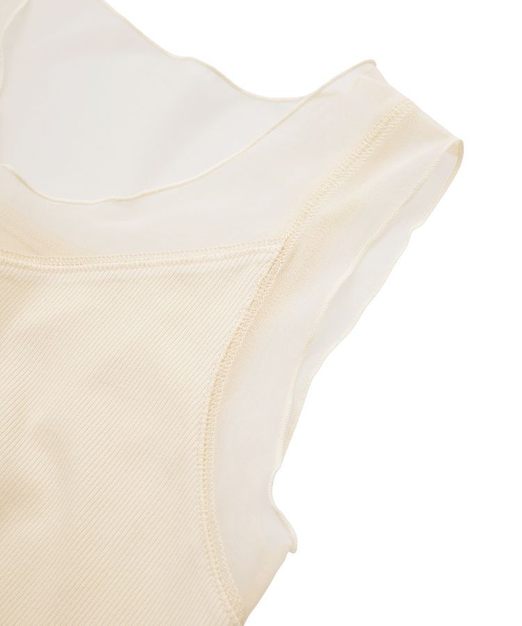 YECCA VECCA「チュールMIXリブインナー」|キャミソール|