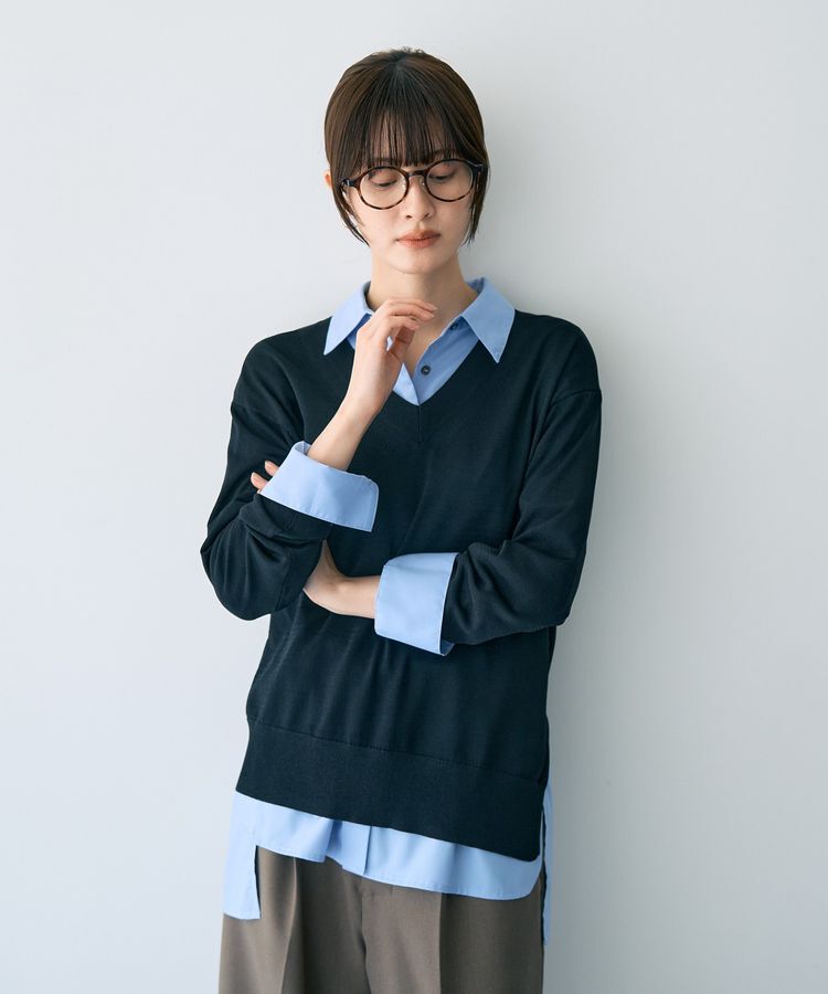 YECCA VECCA「Vネックスリットニット」|ニット・セーター|