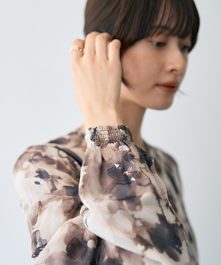 YECCA VECCA「<<追加生産>>ぼかしフラワー柄長袖ワンピース」|ワンピース|