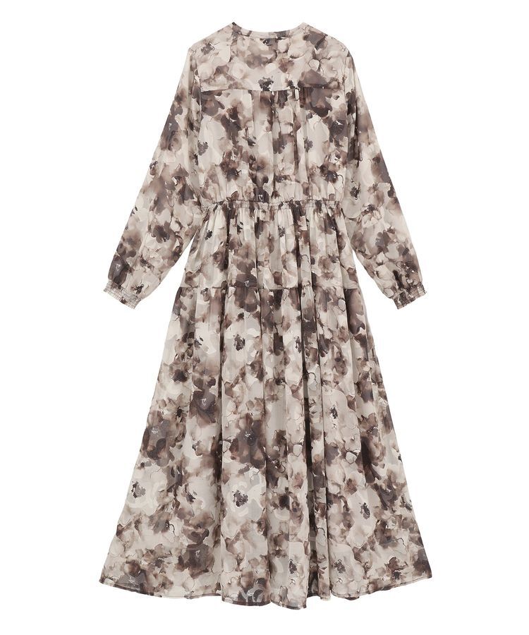 YECCA VECCA「<<追加生産>>ぼかしフラワー柄長袖ワンピース」|ワンピース|