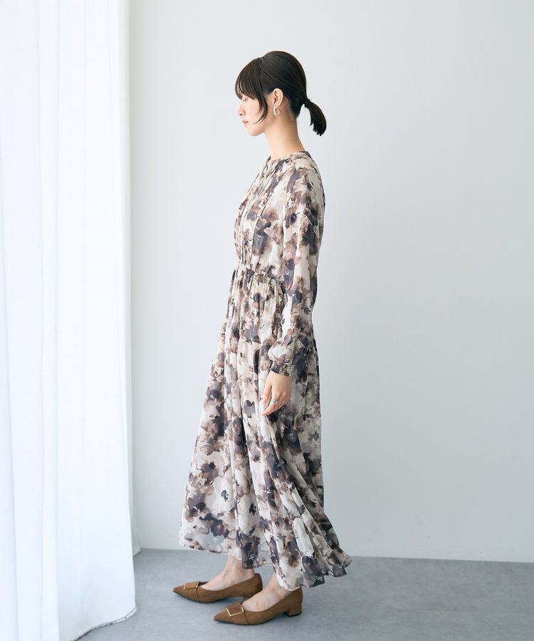 YECCA VECCA「<<追加生産>>ぼかしフラワー柄長袖ワンピース」|ワンピース|