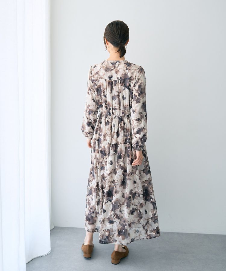 YECCA VECCA「<<追加生産>>ぼかしフラワー柄長袖ワンピース」|ワンピース|